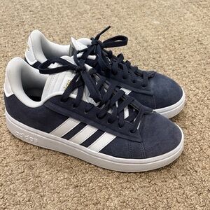 Adidas Navy and White Sneakers
